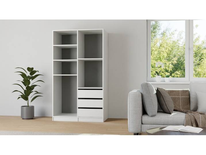 Armoire penderie ouverte sur mesure Mélaminé premium Blanc gris
