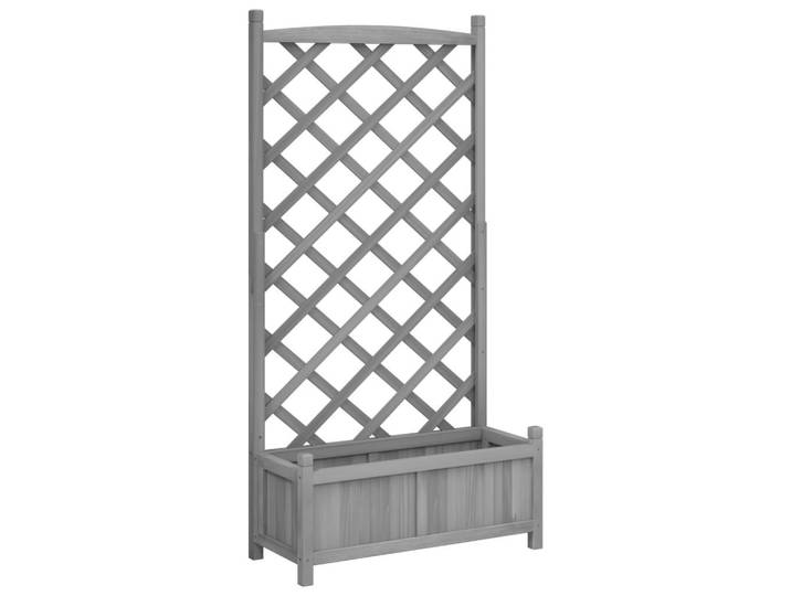 vidaXL Pflanzkübel Mit Spalier Grau Massivholz Tanne, Holz, 75x150x35 cm, Gartenzubehör, Hochbeete