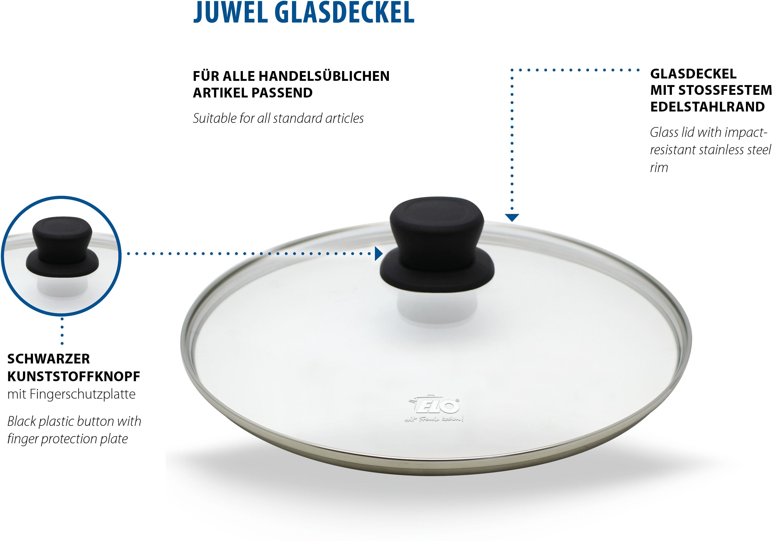 Deckel ELO BASIC "Juwel", transparent, Ø:24cm, Glas, Deckel, Deckel, aus hitzebeständigem Glas