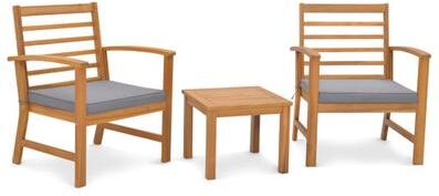 Costway 3 Pieces Outdoor Furniture Set with Soft Seat Cushions-Gray