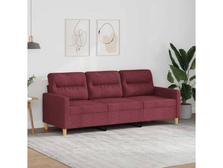 HEFZGDB Weinrotes 3-Sitzer-Sofa 180 cm Stoffbezug Modernes Design mit strapazierfähigem atmungsaktivem Material Robustes Metallgestell für hohe Stabilität und Langlebigkeit