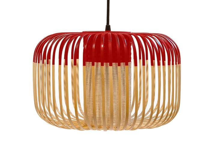 Bamboo Pendelleuchte S Red - Forestier Bamboo Light S - Wohnzimmer - Design - Bambus - Einflammig
