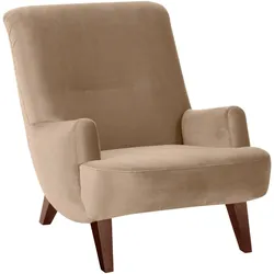 SESSEL Kajsa 71x80x101 Bezug Samtvelours Buche nussbaum/sand