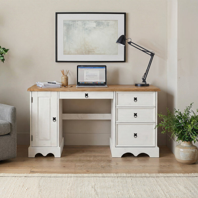 Lily Manor Solid Wood Computer Desk Brown 74cm H X 145cm W X 50cm D