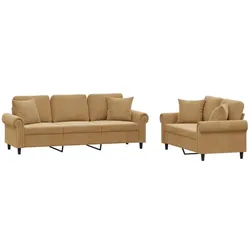 vidaXL, Sofa + Bettsofa, 10-tlg. Garten-Lounge-Set mit Kissen (2-Sitzer, 3-Sitzer)