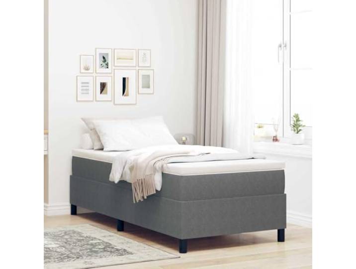 YUTAASU Boxspringbett Hellgrau Weiß 100x200 cm Cordstoff Mit Taschenfederkernmatratze, Holzwerkstoffrahmen, mittlere Festigkeit, Kunststoffbeine