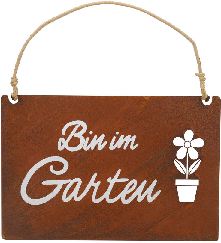 Badeko Dekotafel Bin im Garten 30 cm rostbraun