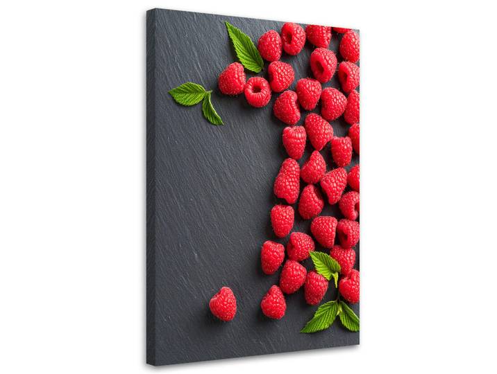 Feeby Leinwandbild Himbeeren 60x90cm, Rot, Essen/Getränk, Rechteckig, 60x90 cm, Bilder & Rahmen, Bilder, Leinwandbilder