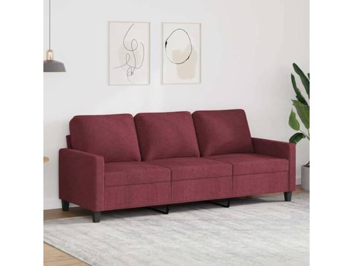 HEFZGDB Weinrotes 3-Sitzer-Sofa 180 cm Stoffbezug Modernes Design mit strapazierfähigem Stoff und robustem Metallgestell für exzellente Stabilität Bequeme Polsterung an Sitzflächen