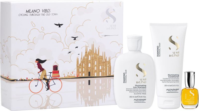 Alfaparf Milano Semi di Lino Diamond Holiday Kit coffret cadeau pour des cheveux brillants et doux