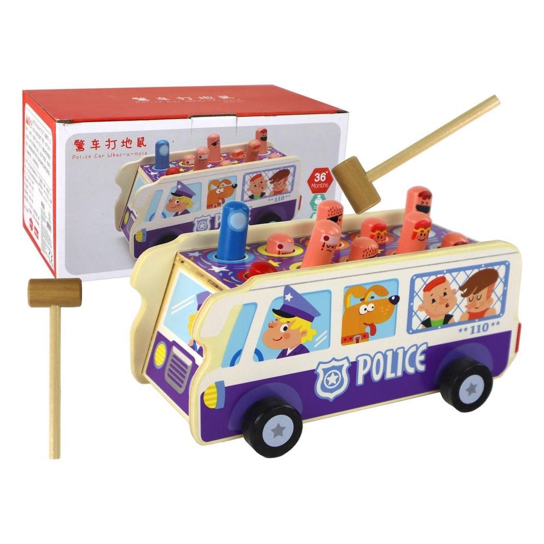 Lean Toys Hölzernes Arcade-Spiel Völkerball-Polizeibus (43300580)