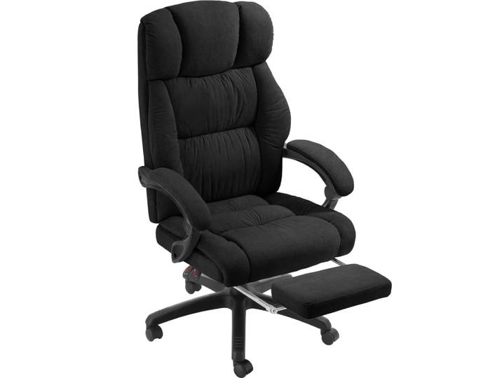 Chaise de bureau avec repose-pieds et revêtement en velours noir