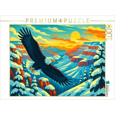 CALVENDO Puzzle Ein majestätischer Weißkopfseeadler gleitet über dem Grand Canyon: Freiheit Amerikas | 1000 Teile Lege-Größe 64x48cm Foto-Puzzle für g