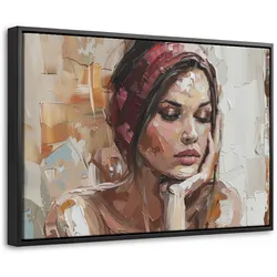 LEINWAND Bilder mit Rahmen - Frau - Lackierung - Porträt - Modern - 60x40