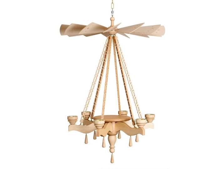 Volkskunstwerkstatt Unger Weihnachtspyramide Deckenpyramide 85cm Unbestückt, 1 Teller
