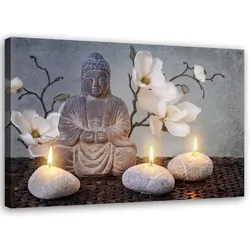 LEINWANDBILD Buddha Orchidee Blumen 90x60cm