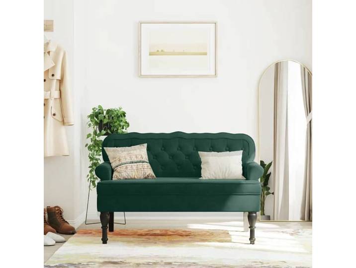 Stable&Durable - Vert - Banc avec dossier vert foncé 119 5x64 5x75 cm velours - Banc banquette HS313975038