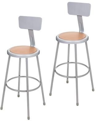Hampden Furnishings (2 Pack) Flynn Collection Steel Frame Science Stool With Backrest, Grey