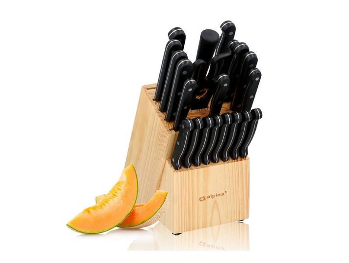 Alpina Messerblock Küchenmesser Set 15 teilig, Edelstahl Messer-Set