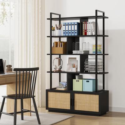 Garvee "71.1"" Industrial Bookcase w/ Storage Door & Open Shelves"