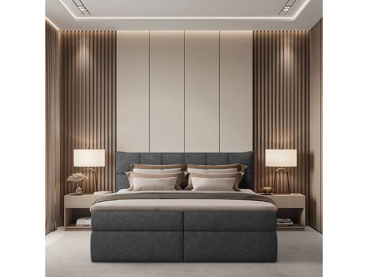 Boxspringbett Primes 160 x 200cm Chenille Pelagia Grau