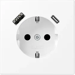 JUNG, Steckdose, SCHUKOsteckdose LS1520-15CAWWM m.USB Typ AC schneeweiss