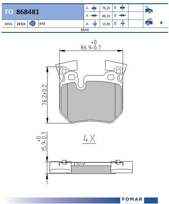 Fomar Friction Fo 868481 Für Bmw