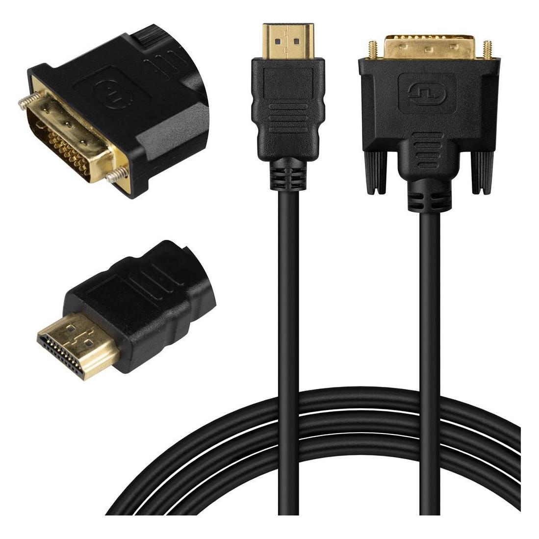 Savio Kabel CL-212 Kabel HDMI 19pin męski - DVI 18+1 męski 1,8m, czarny, złote końcówki (1.80 m) (CL-212)