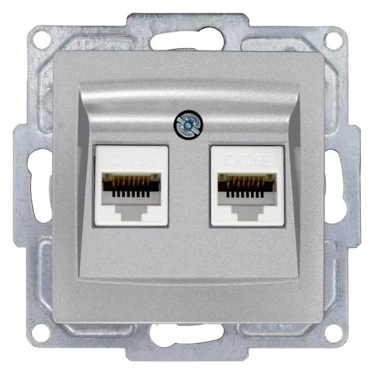 Gunsan Visage Datenbuchse 2-fach CAT5e Internet Netzwerk Unterputz Silber (31793542)