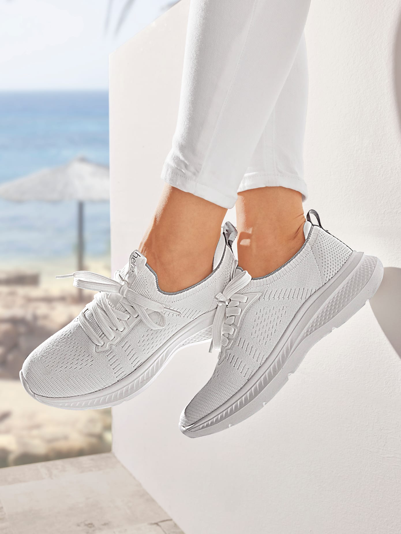 Sneaker HEINE, Damen, Gr. 38, weiß, Textil, Schuhe Sneaker weiß 38