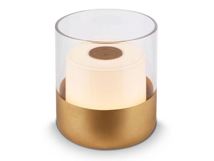Lampe de table LED à piles\, avec verre\, or\, 1xLED/2W