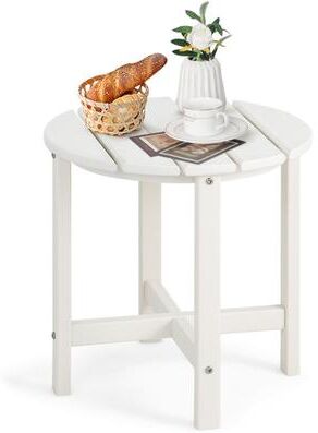 Costway 18 Inch Round Weather-Resistant Adirondack Side Table-White
