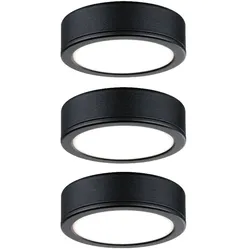 Paulmann 3er-Set LED Unterschrankleuchte PUKK, 230V, 3x 3W 2700K 210lm, Kunststoff, Schwarz PAUL-99990
