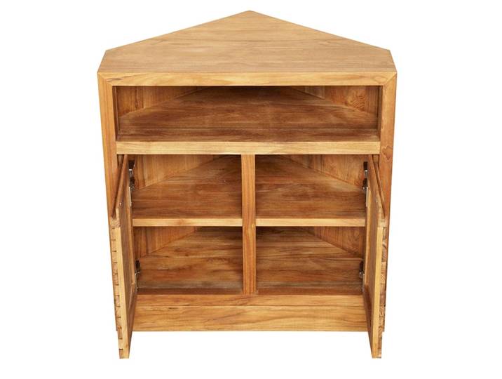 Meuble sous vasque à poser d'angle en teck 85 cm