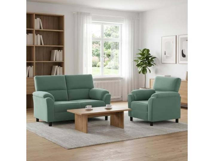 Sofa-Set 2 Stück Meergrün Samt Weicher Samt,Metallrahmen,Kissenrücken,Konische Beine,Leichte Pflege,Drinnen
