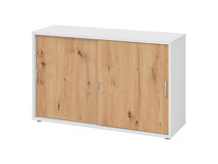 BETA S 1752S Schiebetürenschrank 2 OH Bogengriff Metall Weiß/Asteiche