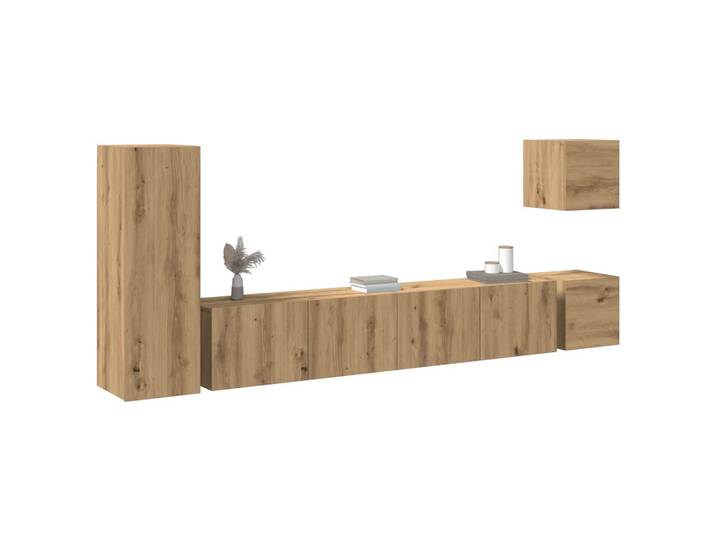 vidaXL 5-tlg. TV-Schrank-Set Wandmontage Artisan-Eiche Holzwerkstoff