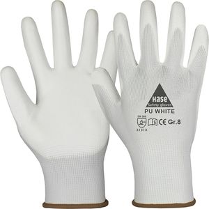 Hase Arbeitshandschuhe Montagehandschuhe, 509520, PU-Beschichtung, weiß, Größe 6 / XS, 10 Paar