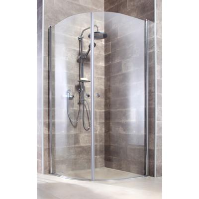 Runddusche WELLTIME "Florenz", grau (chromfarben), B:90cm H:190cm T:90cm, Duschkabinen, Hebe-Senk-Mechanismus, barrierefrei einbaubar, mit Drehtüren