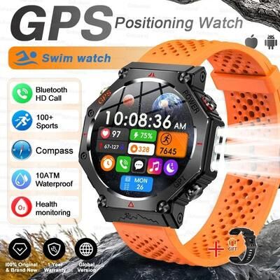 Uplift Picks IronPeak Ultra GPS Smart Watch AMOLED Waterproof Military Sports Watch orange Black gps Swimming Watch