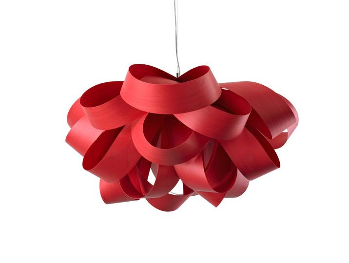 LZF LAMPS Designer Hängelampe Agatha Small, dimmbar, rot, für Wohn- / Esszimmer, Holz, Design, Pendelleuchte
