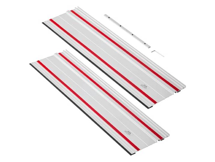 VEVOR Rail de Guidage pour Scie Plongeante Lot de 2 Guide de Scie sur Rail 700 mm Compatible avec Scies sur Rail Makita Festool WEN\, pour Projets Menuiserie\, en Aluminium Extrudé\, avec 1 Connecteur