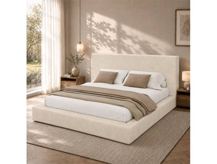 Celya Polsterbett Doppelbett, Bett mit Lattenrost, gepolstertes Kopfteil (ohne Matratze, 96 cm Betthöhe ergonomisch)