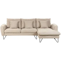3-SITZER-ECKSOFA Chenillegewebe Beige rechtsseitig Sersan