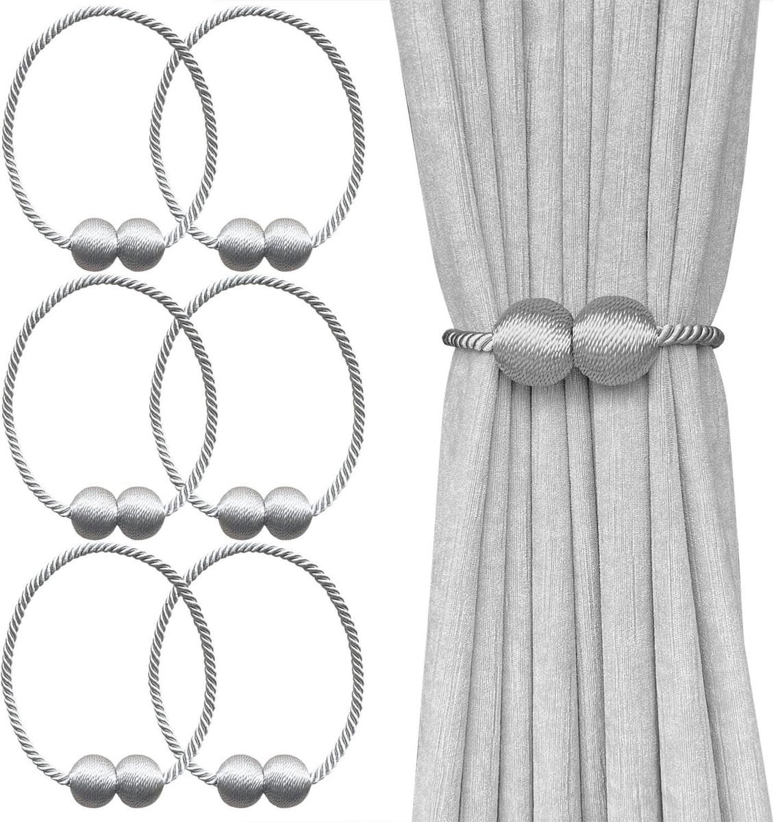 Magnetische Gordijn Haken Grijs - 6 stuks - Gordijn Bindings voor Raamdecoratie