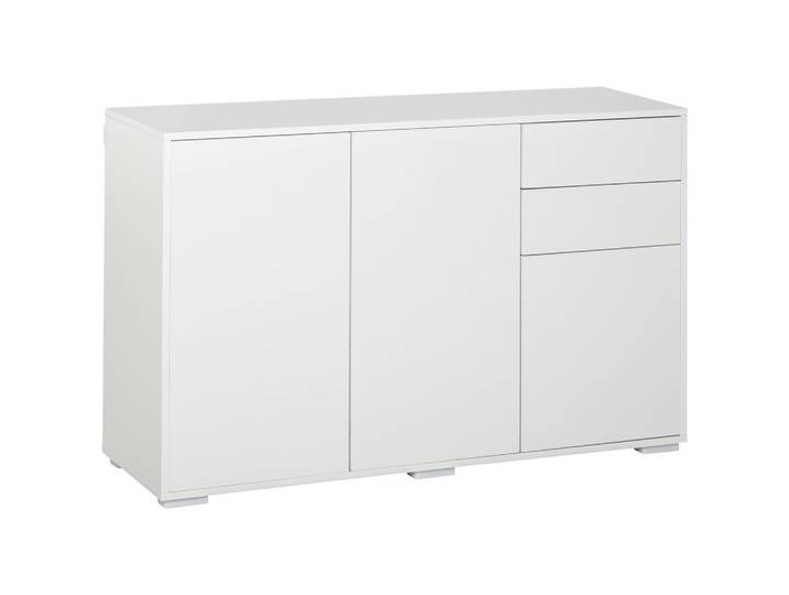 Homcom Sideboard Aufbewahrungsschrank Mehrzweckschrank mit 2 Schublade 3 Türen Weiß, Metall, 36x74x117 cm, Kleinmöbel, Kommoden, Sideboards