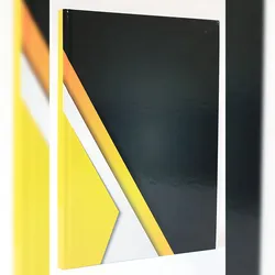ADINA Notizbuch A4 festerDeckel kar m Rand schwarz/diagonal gelb/weiss