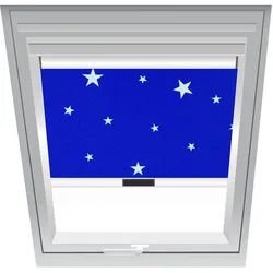 Roto Verdunklungsrollo Sterne-Marinen-Blau 3-V62, 66x118 cm (6/11), Aluminiumschiene,Manuell,Q4,Roto