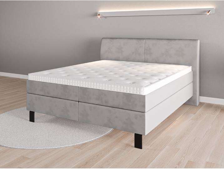 Boxspringbett 180x200 Nr. 1 - Grau (Achatgrau) - Vintage Velours