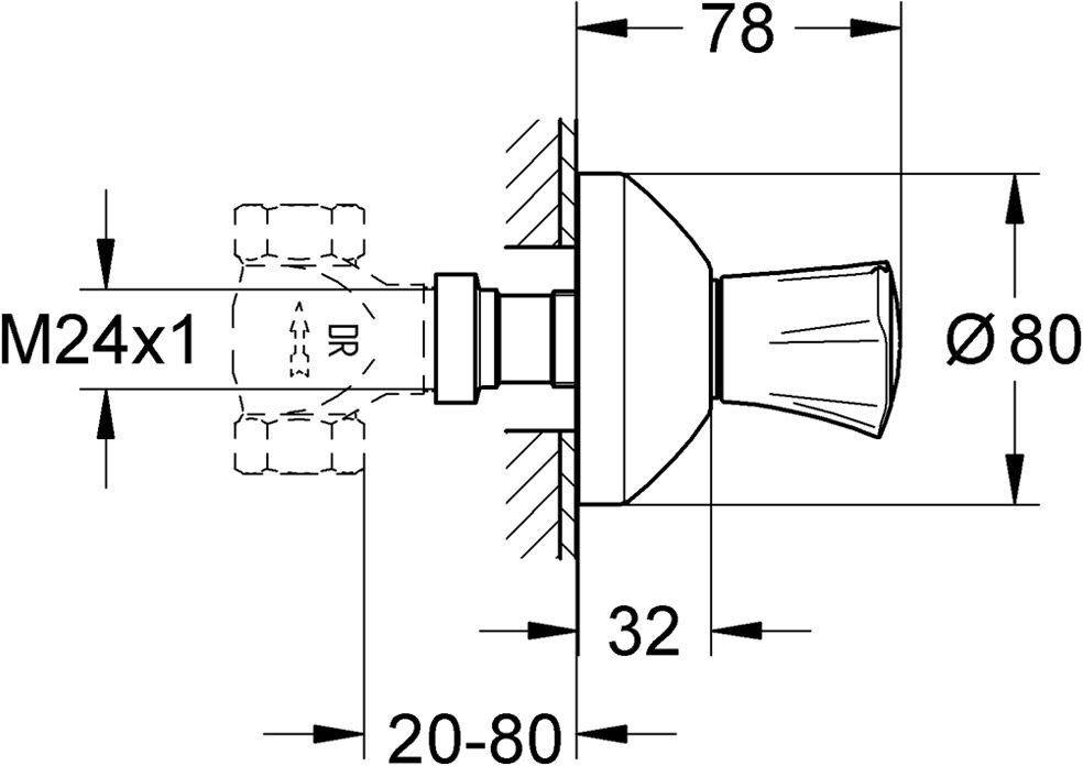 Grohe Costa UP-Ventil Oberbau, Badarmaturen, 19809001, chrom - chrom